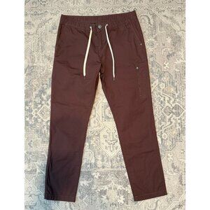 Vuori Straight Leg Pants in Deep Burgundy with Cream Drawstring